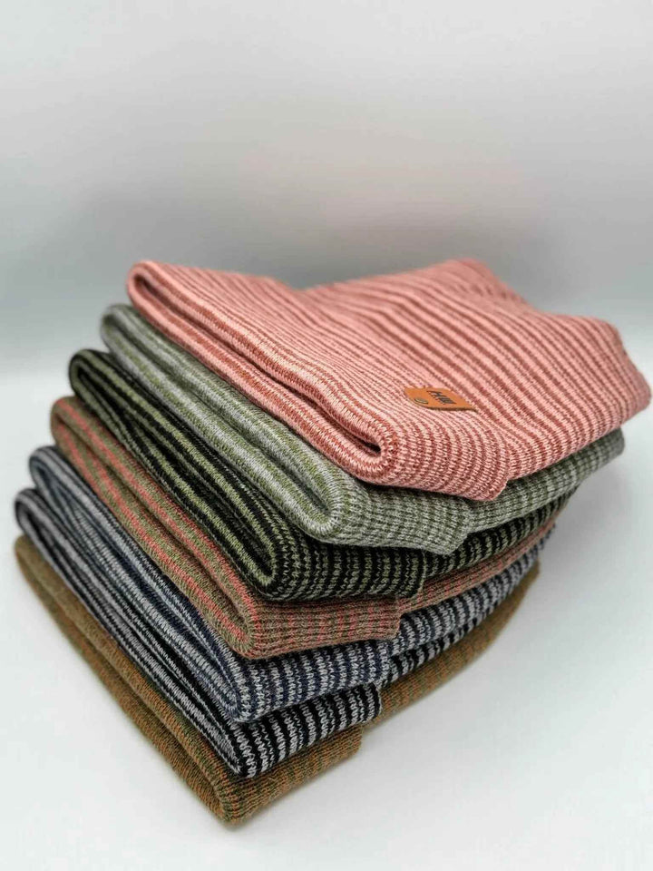 HAAKWEAR H-Stitch Contrast Cuffed Beanie – Gray/Green | Made in USA | Trending Designer Winter Hat 2025