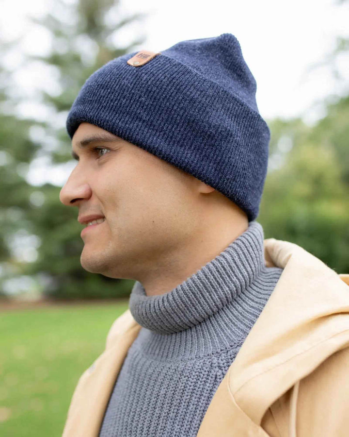 HAAKWEAR H-Stitch Cuffed Beanie - NEW Designed and Made in USA (Patented Design) - Denim Blue
