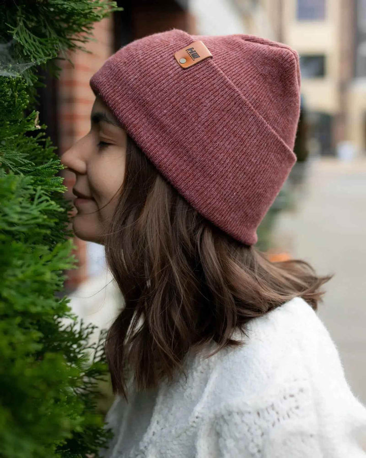HAAKWEAR H-Stitch Cuffed Beanie - NEW Designed and Made in USA (Patented Design) - Rusty Burgundy