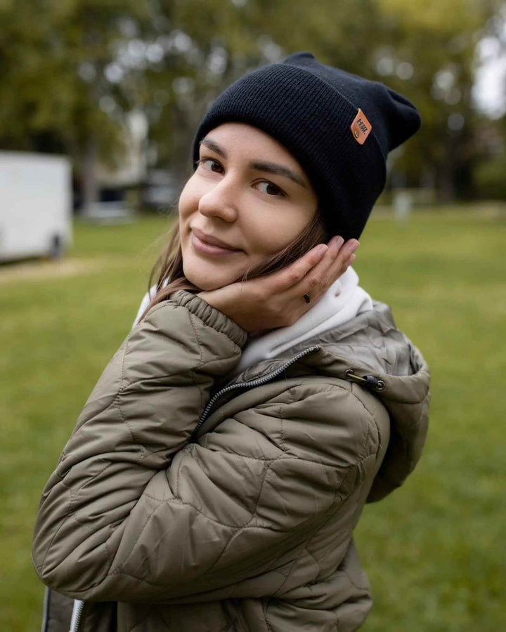 HAAKWEAR H-Stitch Cuffed Beanie - NEW Designed and Made in USA (Patented Design) - Midnight Black