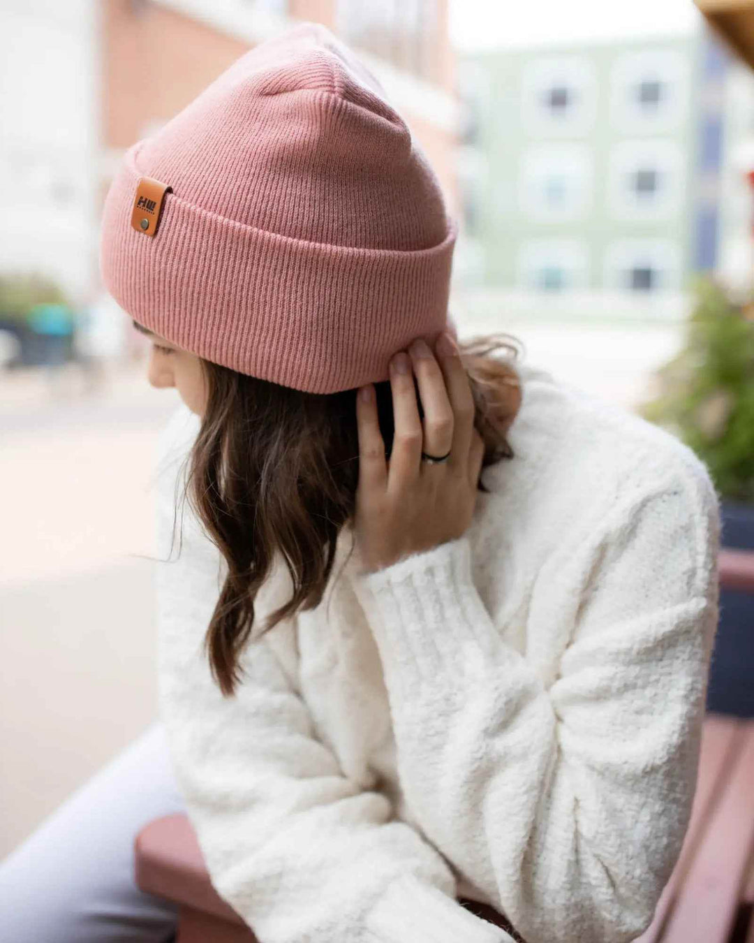 HAAKWEAR H-Stitch Cuffed Beanie - NEW Designed and Made in USA (Patented Design) - Pearl Pink