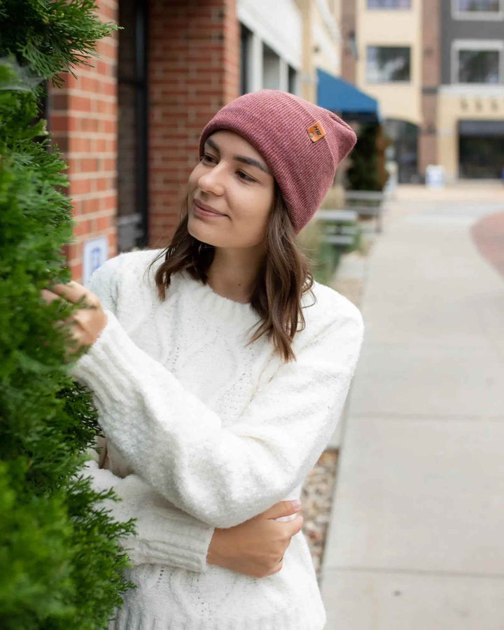 HAAKWEAR H-Stitch Cuffed Beanie - NEW Designed and Made in USA (Patented Design) - Rusty Burgundy