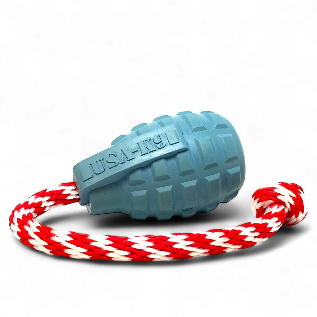 USA-K9 Grenade Shaped Rubber Dog Toy - Chew, Treat Dispenser &amp; Tug Toy | USA