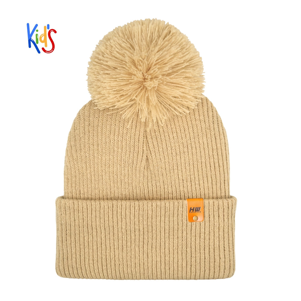 Haakwear Traditional Pom Pom Kids Knit Beanie. Soft, Warm &amp; Made in USA