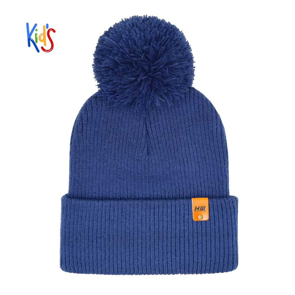 Haakwear Traditional Pom Pom Kids Knit Beanie. Soft, Warm &amp; Made in USA