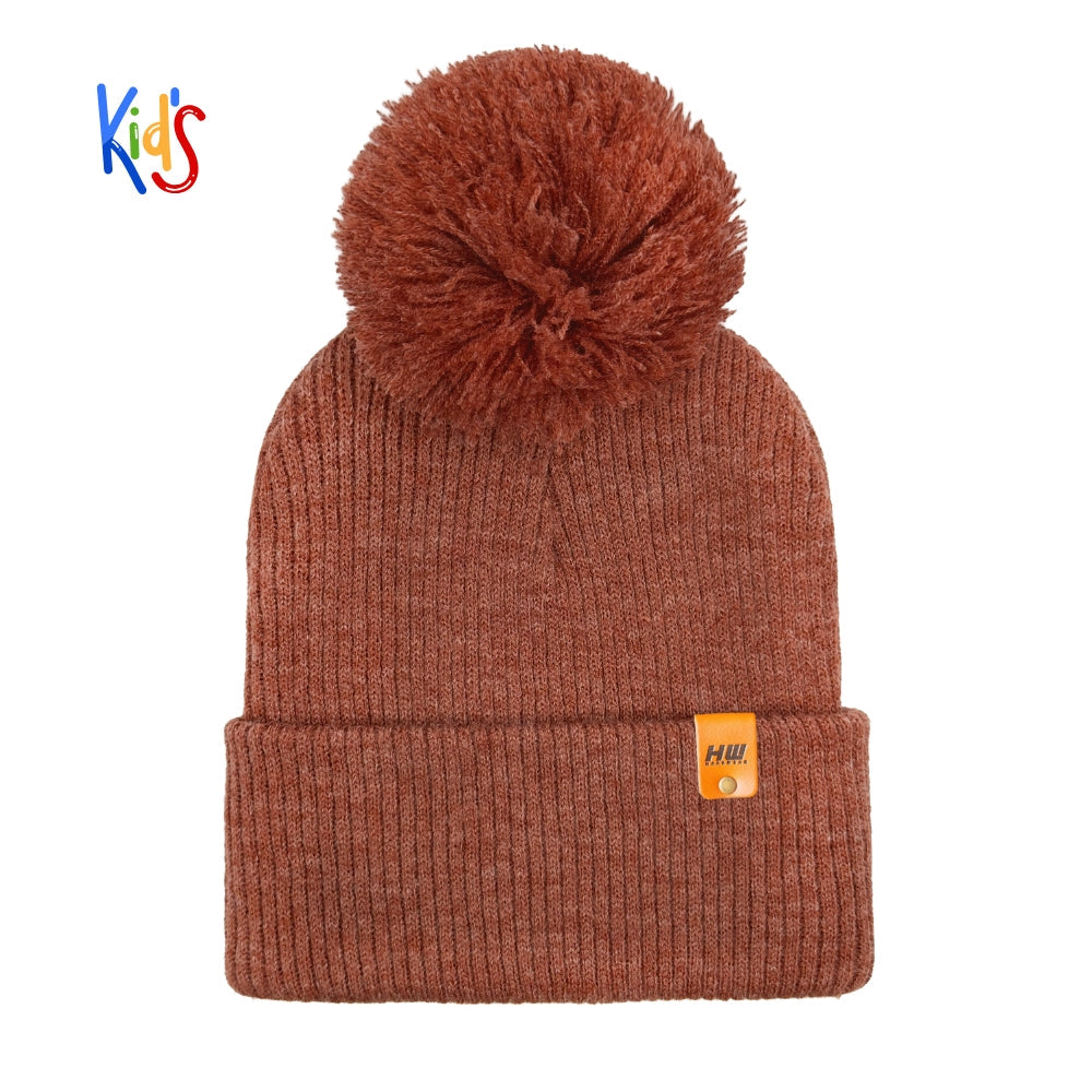 Haakwear Traditional Pom Pom Kids Knit Beanie. Soft, Warm &amp; Made in USA