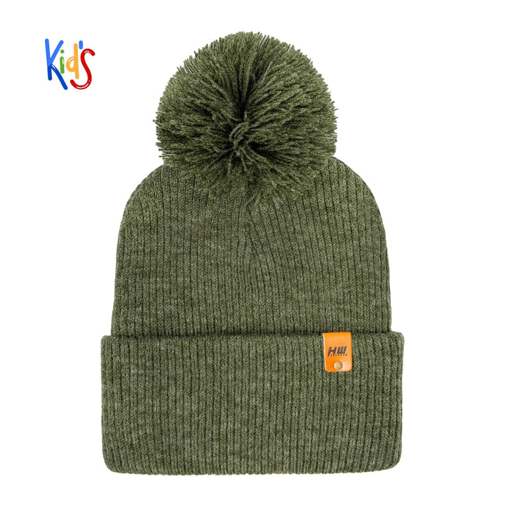 Haakwear Traditional Pom Pom Kids Knit Beanie. Soft, Warm &amp; Made in USA