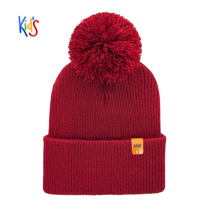 Haakwear Traditional Pom Pom Kids Knit Beanie. Soft, Warm &amp; Made in USA