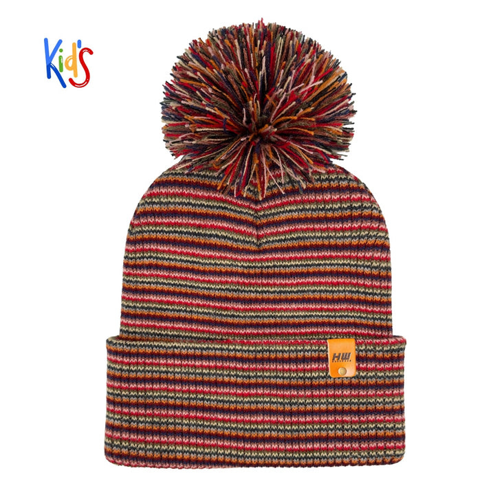 Haakwear Traditional Pom Pom Kids Knit Beanie. Soft, Warm &amp; Made in USA