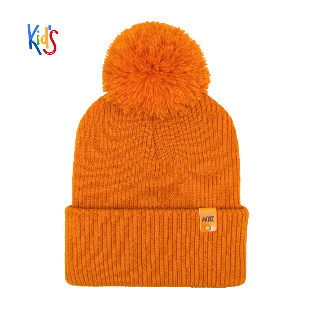 Haakwear Traditional Pom Pom Kids Knit Beanie. Soft, Warm &amp; Made in USA