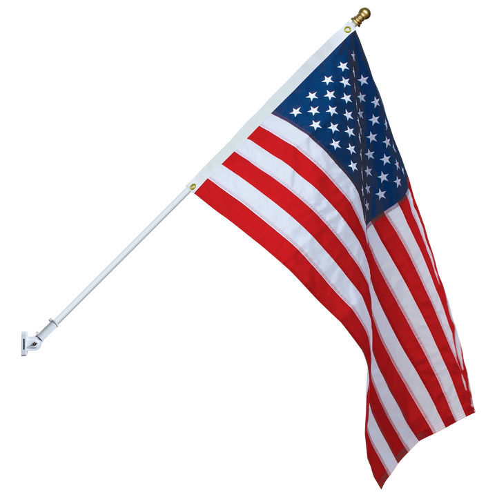 Non Tangle Flagpole Kit w/ Flag, Adjustable Bracket &amp; Aluminum Pole