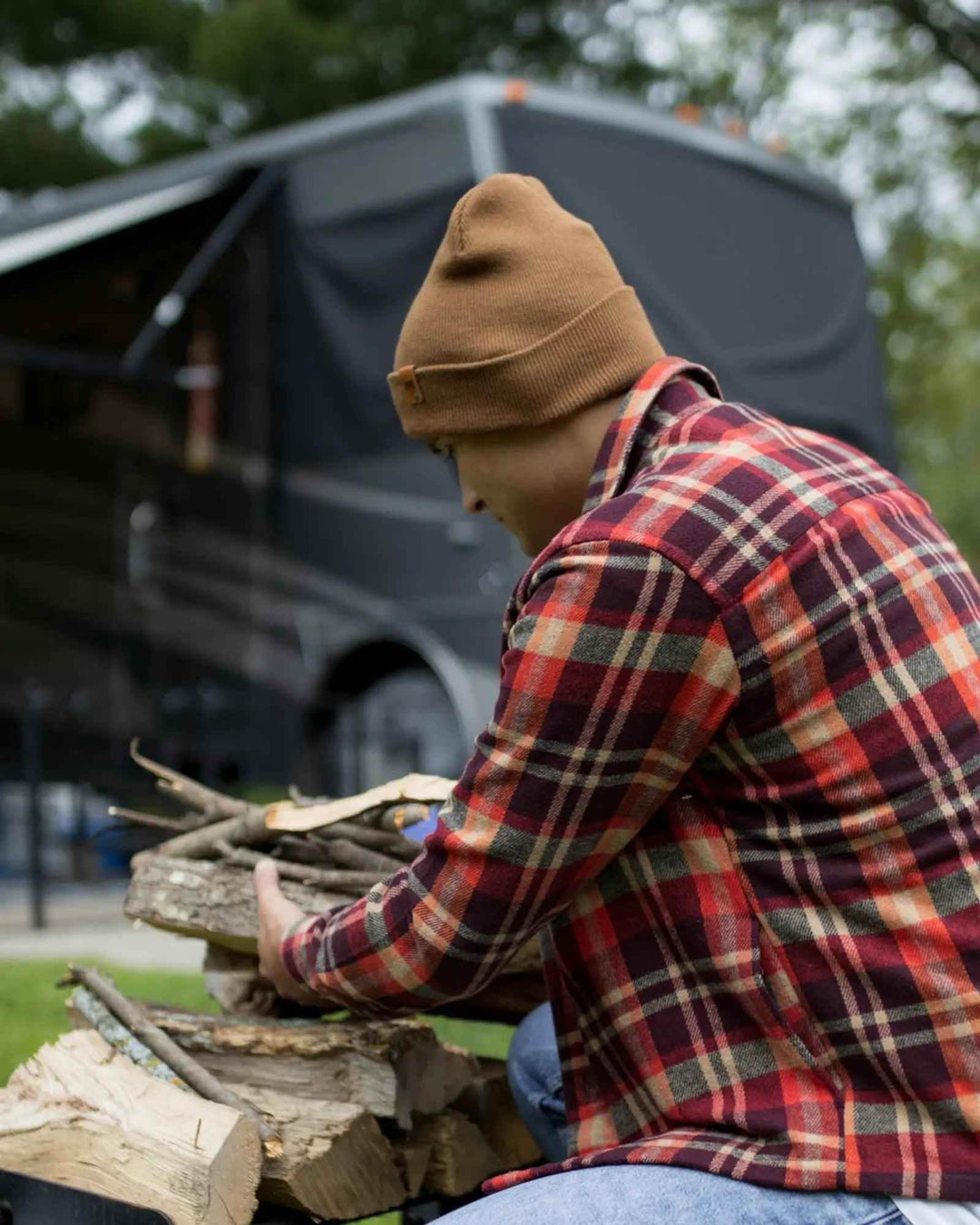 HAAKWEAR Traditional Camel Brown Beanie | Classic Cuffed Knit Hat | Made in USA