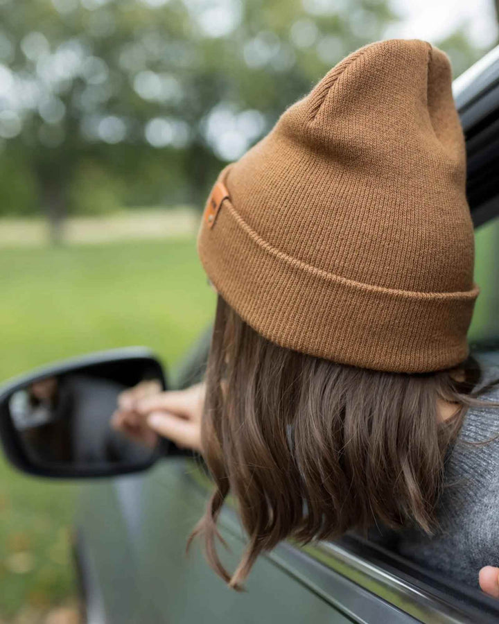 HAAKWEAR Traditional Camel Brown Beanie | Classic Cuffed Knit Hat | Made in USA