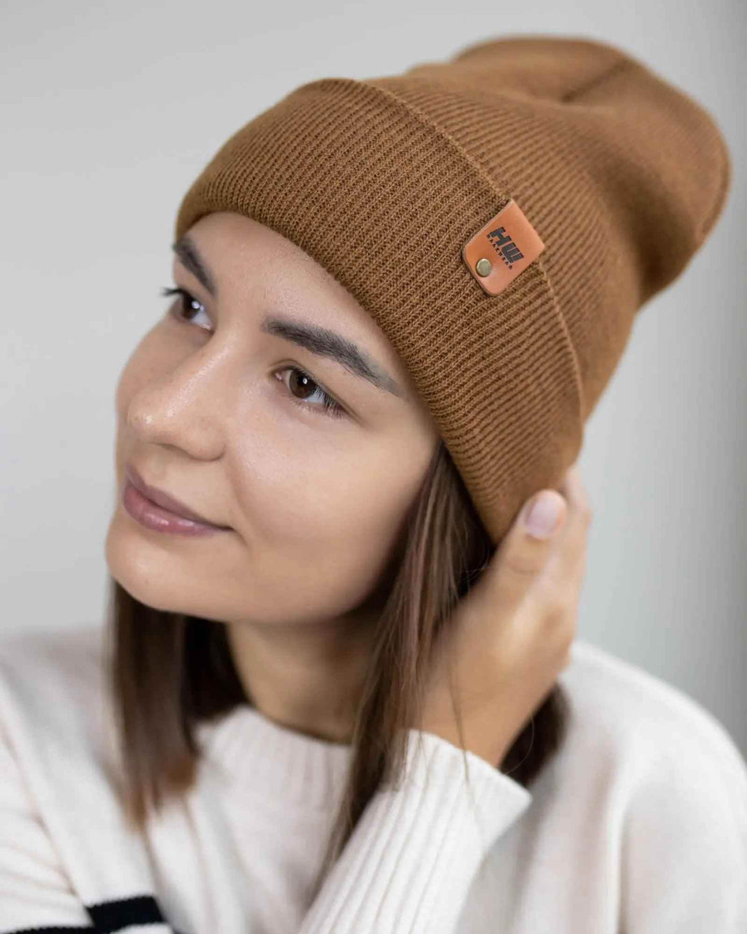 HAAKWEAR Traditional Camel Brown Beanie | Classic Cuffed Knit Hat | Made in USA