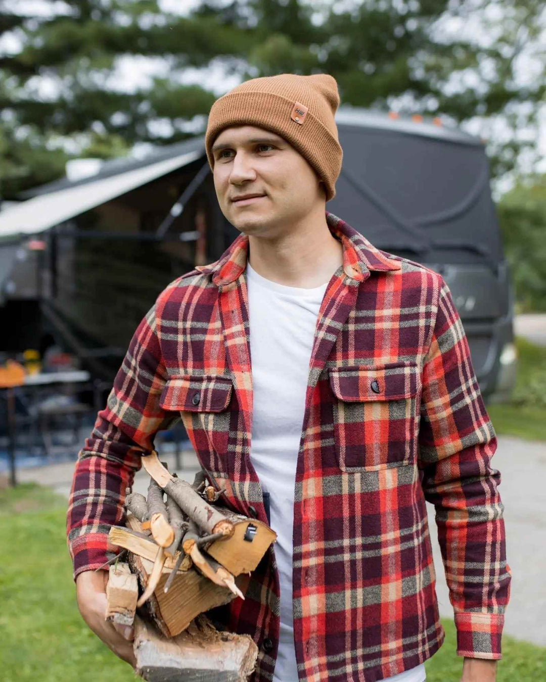 HAAKWEAR Traditional Camel Brown Beanie | Classic Cuffed Knit Hat | Made in USA