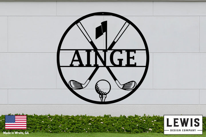 Personalized Golf Monogram Metal Sign | Custom Sports Decor