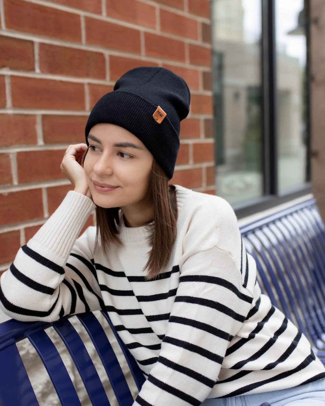 HAAKWEAR Traditional Midnight Black Beanie | Classic Cuffed Knit Hat | Made in USA