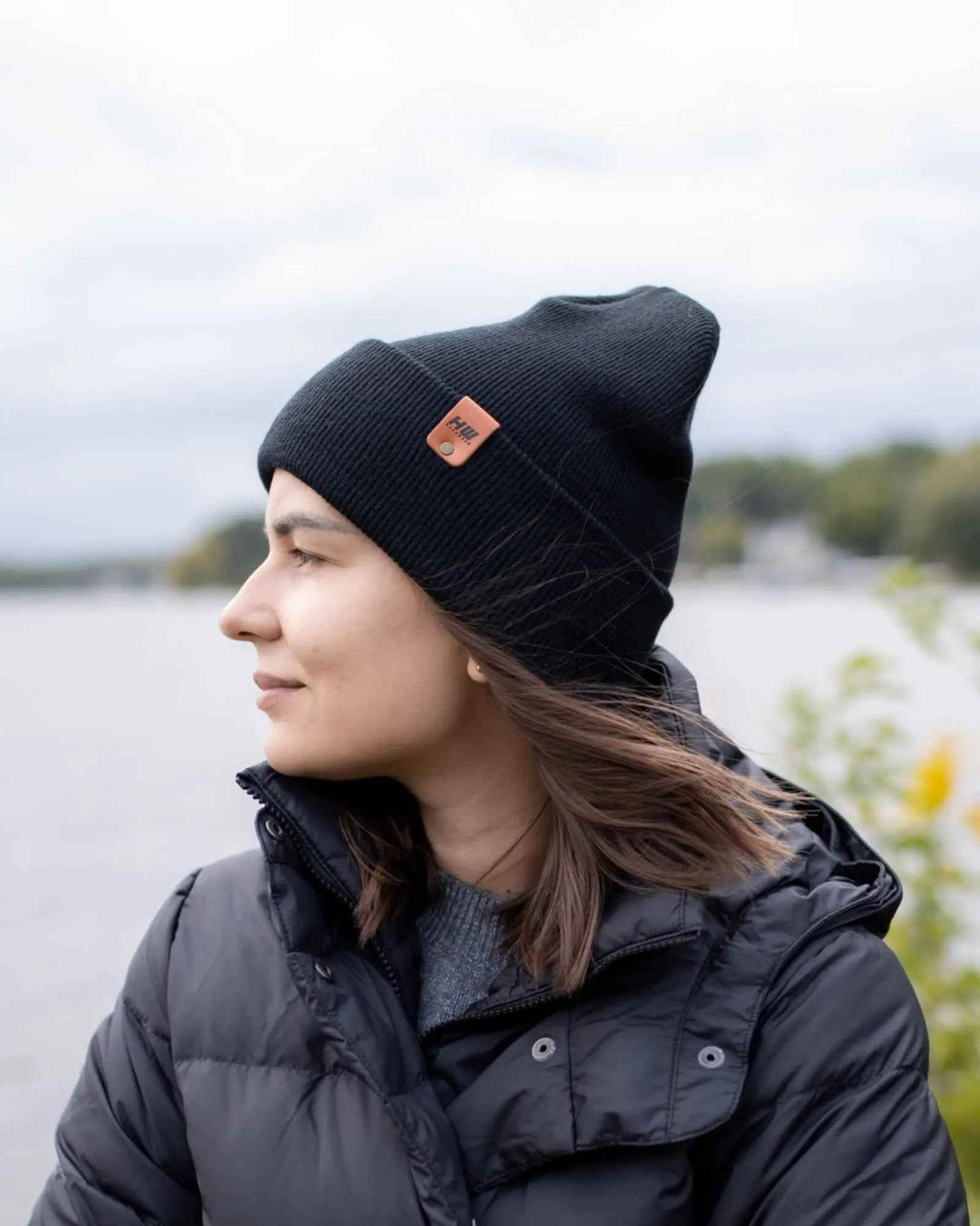 HAAKWEAR Traditional Midnight Black Beanie | Classic Cuffed Knit Hat | Made in USA