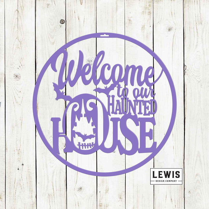 Welcome to Our Haunted House Metal Door Hanger | Halloween Decor