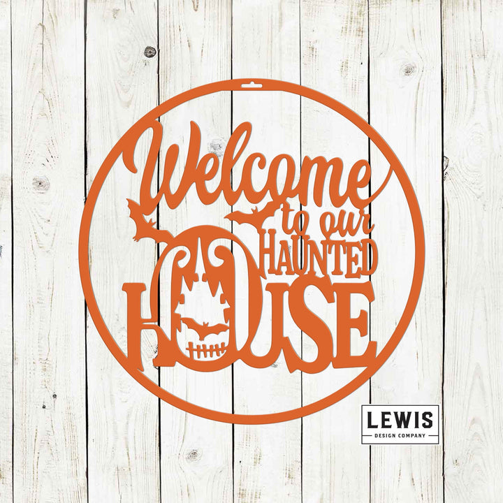 Welcome to Our Haunted House Metal Door Hanger | Halloween Decor