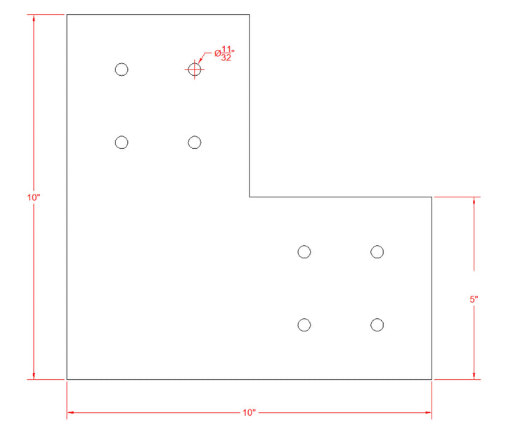 Stainless Steel Structural Design 6x6 L Bracket, 6x6 L Support Bracket, Pergola Bracket, 6x6 L Bracket, Truss Plate