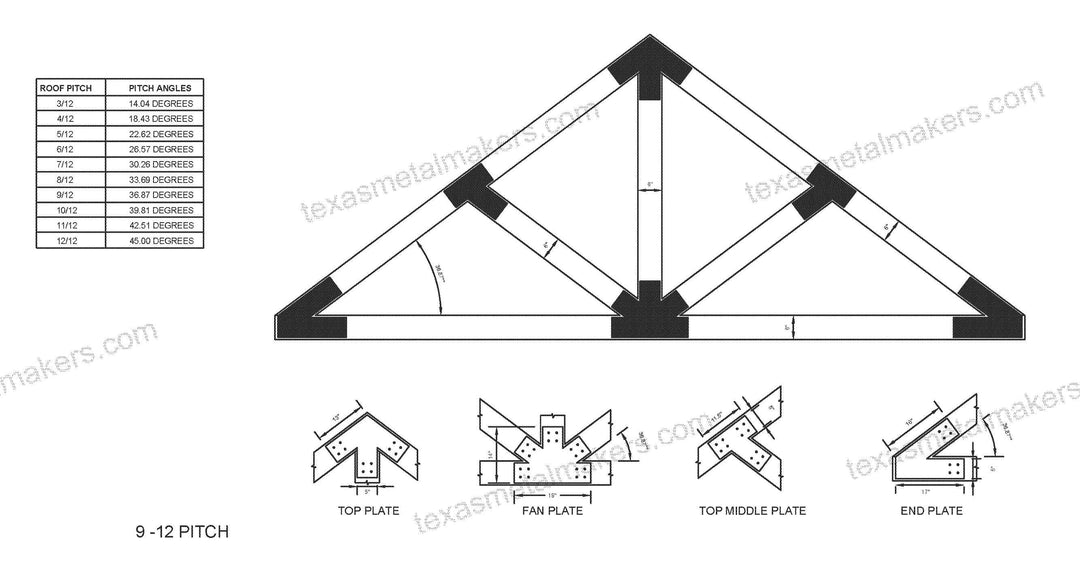 6x6 Structural Design Timber Truss Brackets for 6x6 Posts, 6" Timber Truss Brackets, 6x6 Fan Bracket