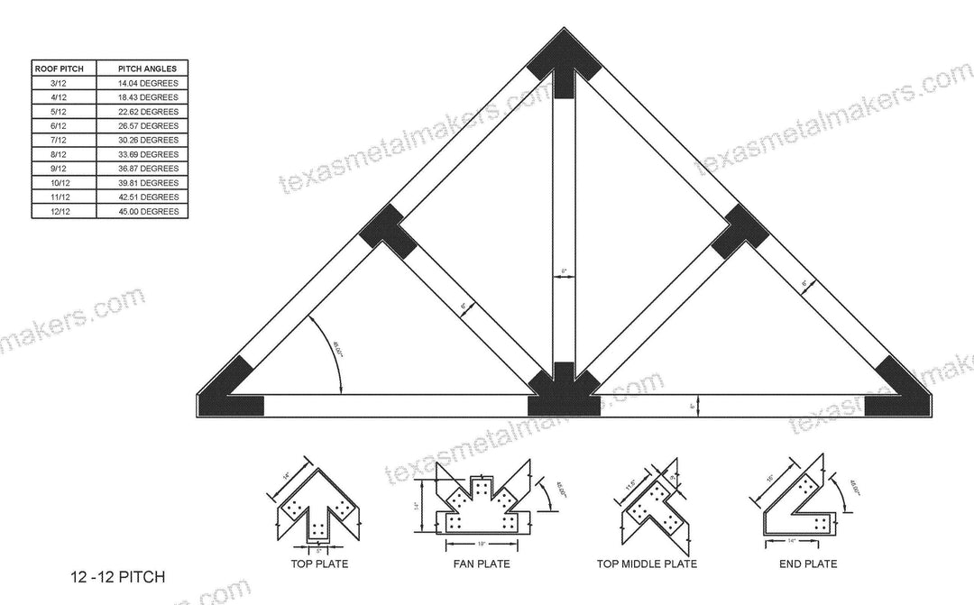 6x6 Structural Design Timber Truss Brackets for 6x6 Posts, 6" Timber Truss Brackets, 6x6 Fan Bracket