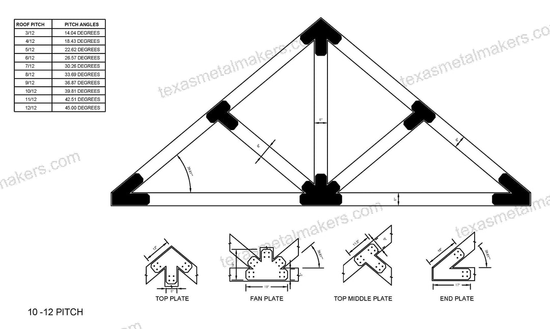 Chamfered Design Dog Eared Timber Truss Brackets for 6x6 Posts, 6" Timber Truss Brackets