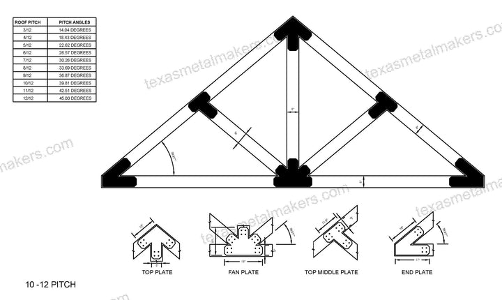 Chamfered Design Dog Eared Timber Truss Brackets for 6x6 Posts, 6" Timber Truss Brackets