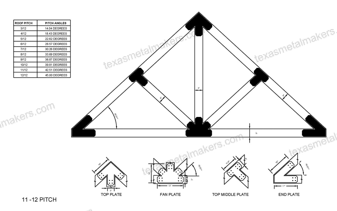 Chamfered Design Dog Eared Timber Truss Brackets for 6x6 Posts, 6" Timber Truss Brackets
