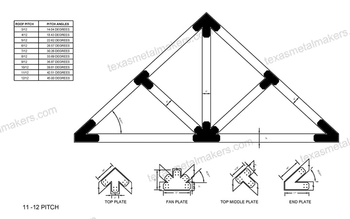 Chamfered Design Dog Eared Timber Truss Brackets for 6x6 Posts, 6" Timber Truss Brackets