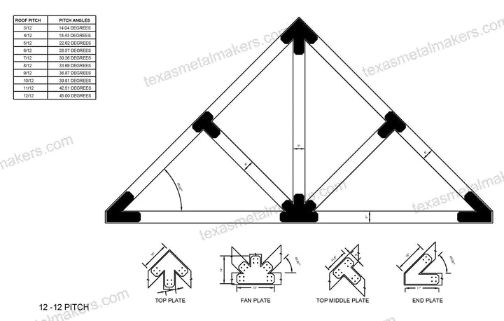 6x6 Chamfered Design Dog Eared Timber Truss Brackets for 6x6 Posts, 6" Timber Truss Brackets, 6x6 Timber Fan Bracket