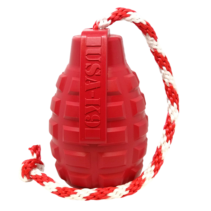 USA-K9 Grenade Rubber Dog Chew Toy | K9 Handler Reward Toy | Blue | USA Made