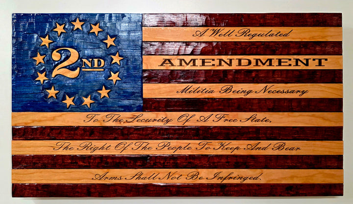 Hand Chiseled Rustic Wooden American Flag | American Grains | Handmade in the USA